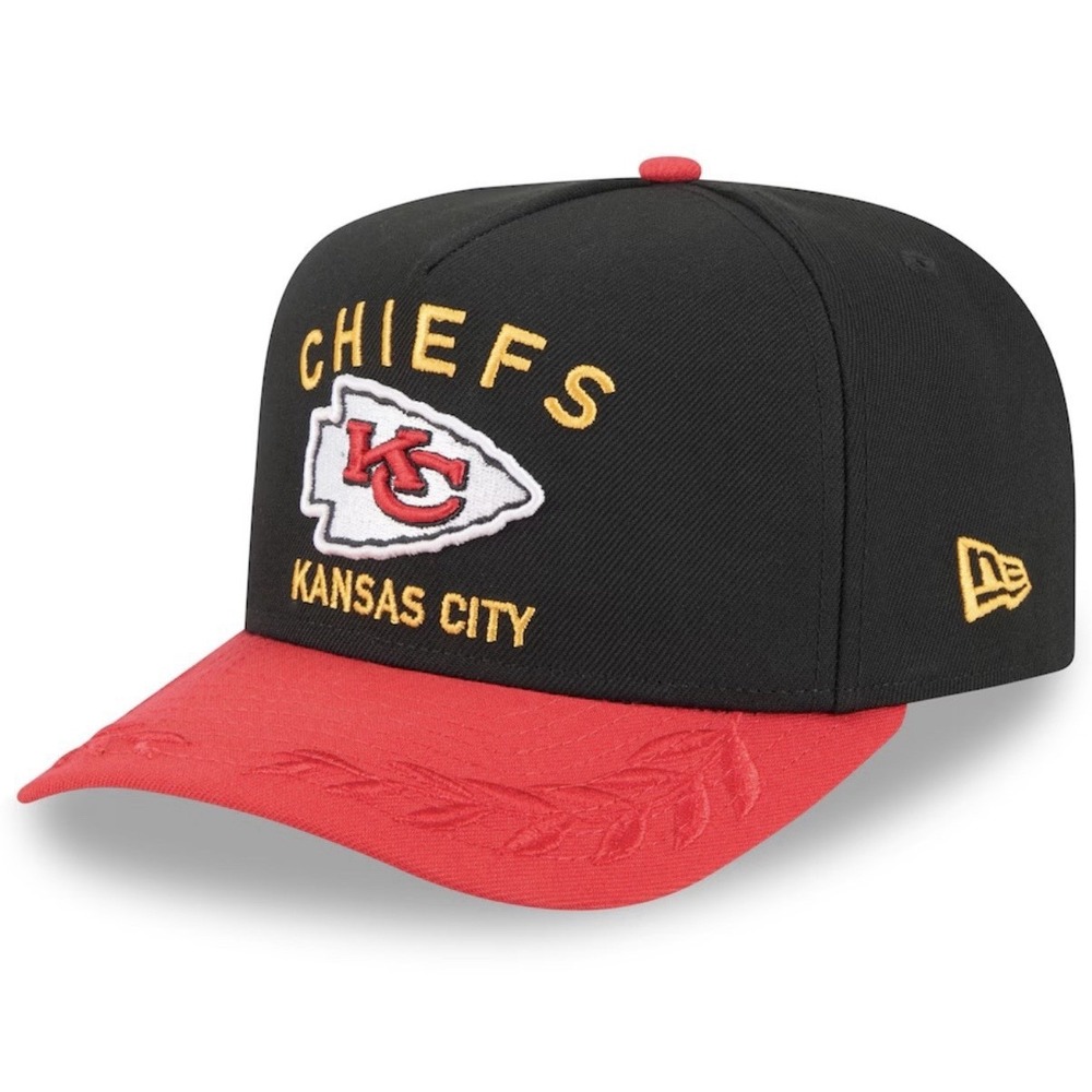KANSAS CITY CHIEFS 2025 NFL NEW ERA 9FIFTY DRAFT A FRAME SNAPBACK HAT CAP BLACK